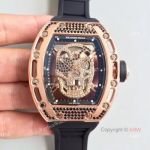 Swiss Replica Richard Mille Skull Watch RM 052 Rose Gold w/ Diamond